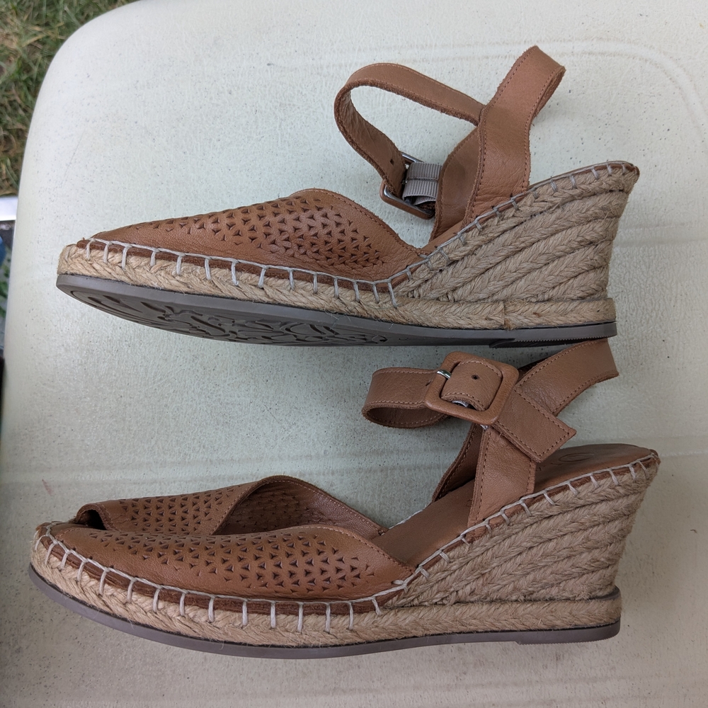 LA PINTA Leather Espadrille Wedge Sandals, Wmn Sz 39 EU, Like New!!!
